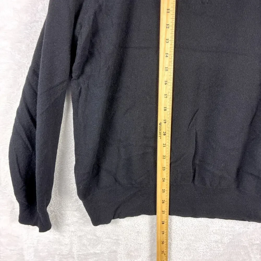 VTG Polo Ralph Lauren Sweater Men XL Black Purple Pony 1/4 Zip Pullover Wool